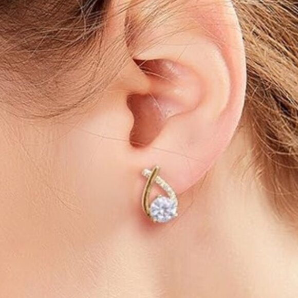 Lymphatic Germanium Magnetology Drainage Gold Electro-Plated Hoop Earrings - Picture 2 of 3